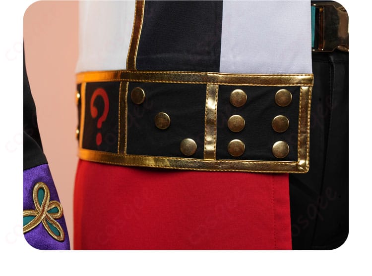 腰间装饰细节图:あんさんぶるスターズ!! 七種茨 コスプレ衣装 腰部分の装飾ディテール、キャラクターのスタイルを反映したアクセント。