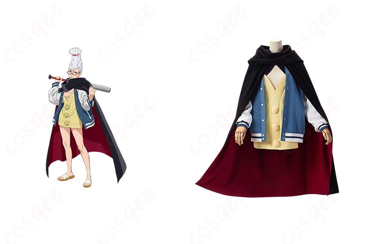 商品正面とキャラクターとの組み合わせ写真。綾瀬星子の美魔女コスプレ衣装を着たモデル。