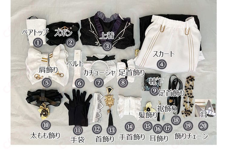 セット内容の写真 - メイド服のセット内容、全アイテムを一目で確認