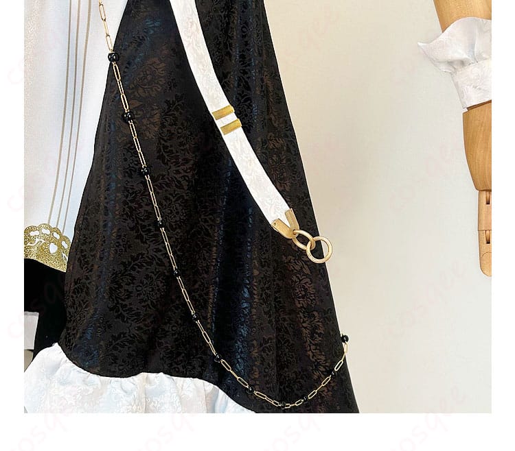 スカートのチェーン装飾詳細写真 - メイド服スカートのチェーン装飾、目を引くデザイン