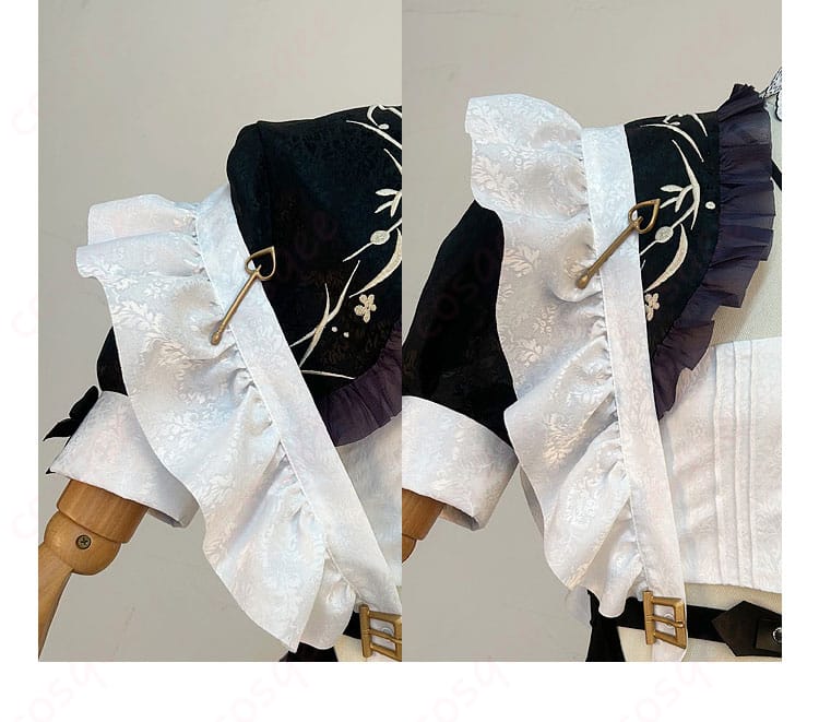 肩袖の装飾詳細写真 - メイド服の肩袖の飾り、細部まで再現されたデザイン