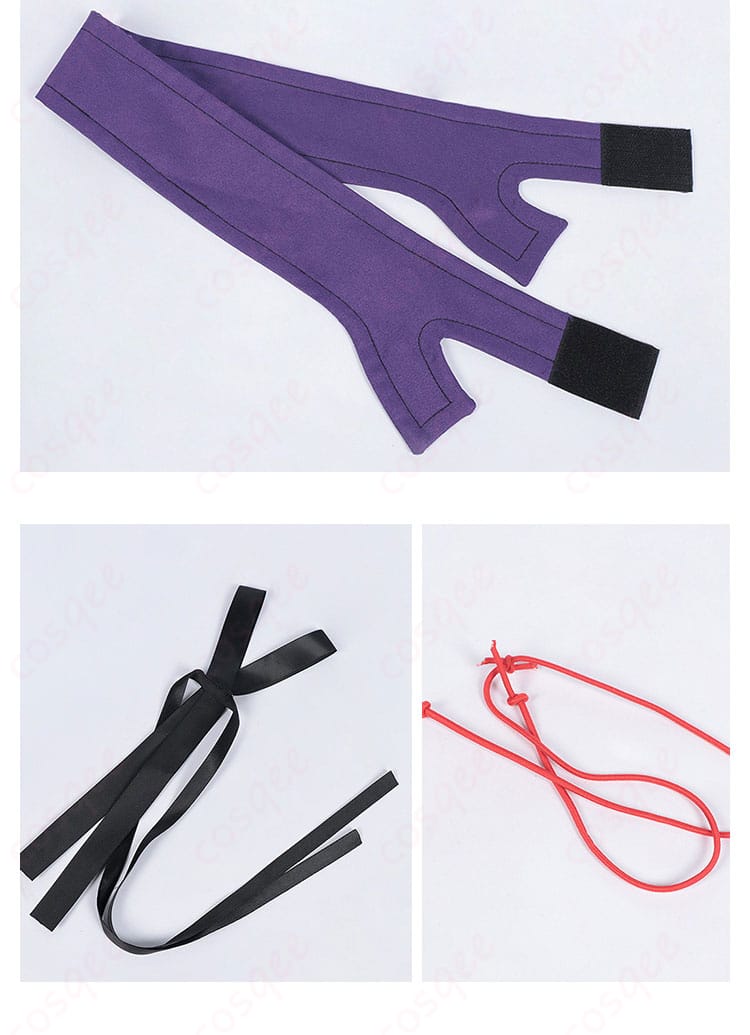 アクセサリーのディテール。コスプレに合わせたアクセサリー、手首飾りやリボンの詳細です。