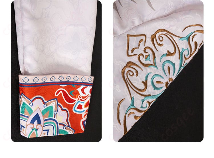 袖口装飾のアップ画像。「セイヤ」コスプレ衣装のエレガントなディテール。