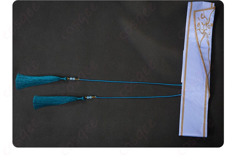 腰封の装飾の詳細画像。「セイヤ」コスプレ衣装のスタイリッシュな腰周りのデザイン。