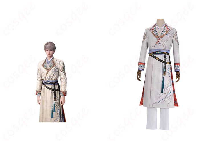 商品正面とキャラクター「セイヤ」のコスプレ衣装が一緒に写った画像。忠実再現の衣装デザイン。