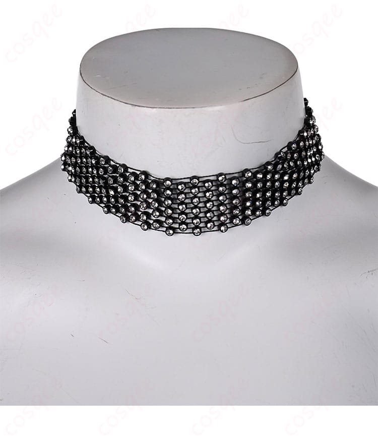 シトラスドレス コスプレ衣装 ネックレス装飾細部。エアリスの象徴的なアクセサリーをリアルに再現し、エレガントなデザイン。