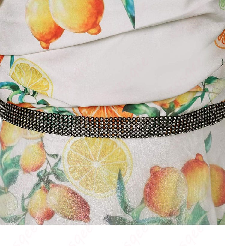 シトラスドレス コスプレ衣装 腰ベルト装飾細部。美しい刺繍とディテールで、エアリスの衣装がより引き立つ。