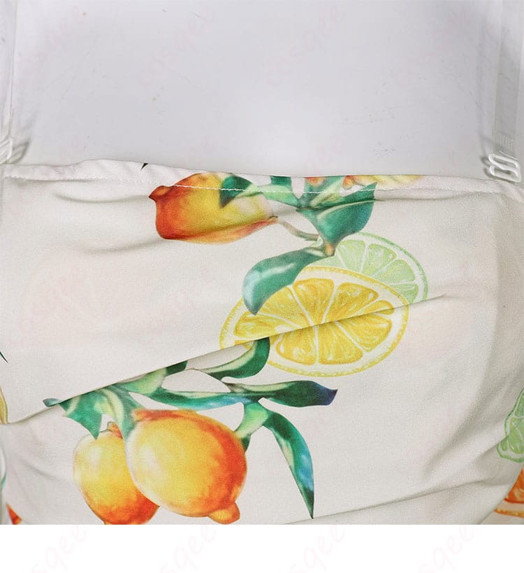 シトラスドレス コスプレ衣装 衣襟装飾細部。ファイナルファンタジーVIIのエアリスの衣装に見られる精緻な襟のデザイン。"