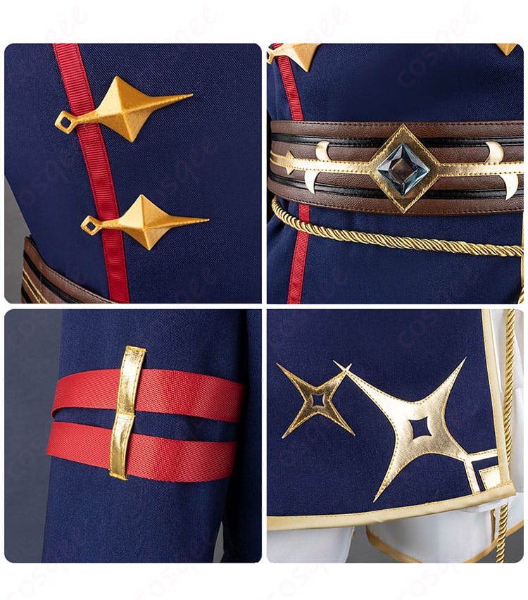 衣襟、腰飾り、衣袖、衣裾の装飾ディテール。カルストンライトオの衣装の細かい装飾を確認。