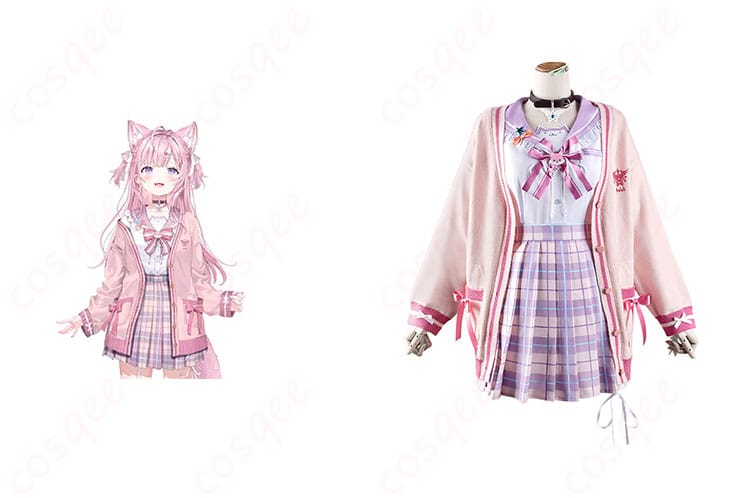 ホロライブ 博衣こより 制服コスプレ衣装 - キャラクターと衣装の正面合わせ画像。高還元素材でリアルな再現。コスプレ衣装通販