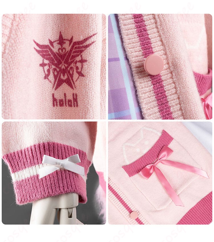 ホロライブ 博衣こより 制服コスプレ衣装 - 外套の衣襟、ボタン、袖口、ポケット装飾の詳細。細部まで忠実に再現。