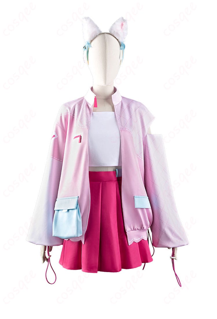 天王寺璃奈のコスプレ衣装の正面画像。ニジガクラブソング衣装のディテールが見える、鮮やかなデザインと色合い。