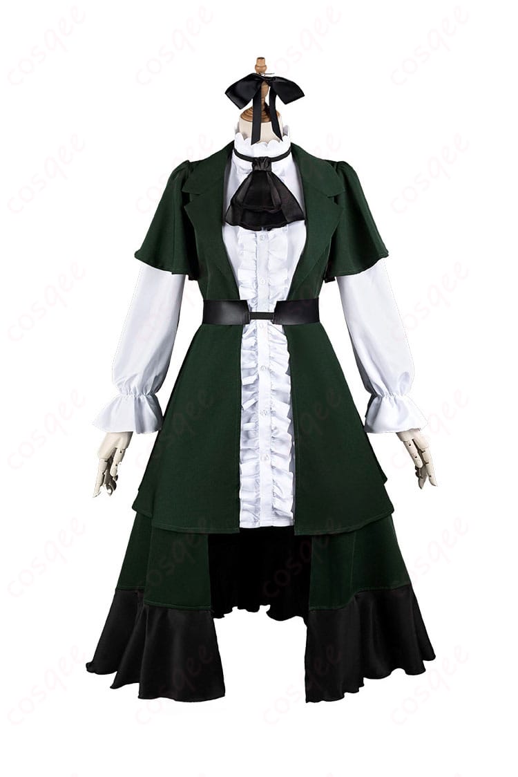 商品正面のコスプレ衣装画像。三船栞子のラブライブ!虹ヶ咲学園スクールアイドル同好会のデザインを完璧に表現しています。