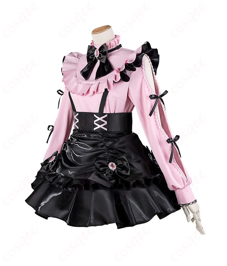 ラブライブ!虹ヶ咲学園スクールアイドル同好会 近江彼方 コスプレ衣装の左側画像。蝶結びや腰装飾が際立つデザイン。