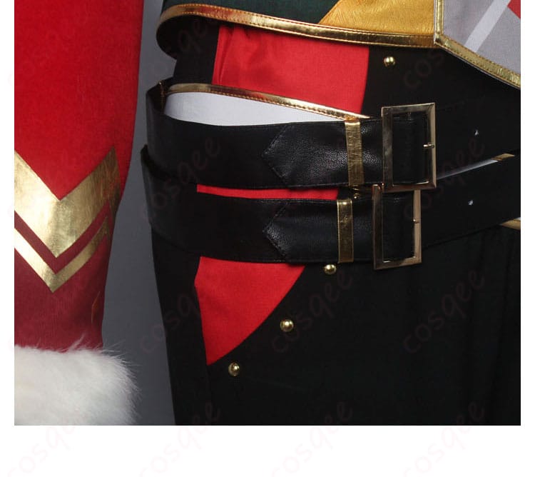 腰帯装飾の詳細。ウィンターサンタスタイルを演出するためのアクセント。