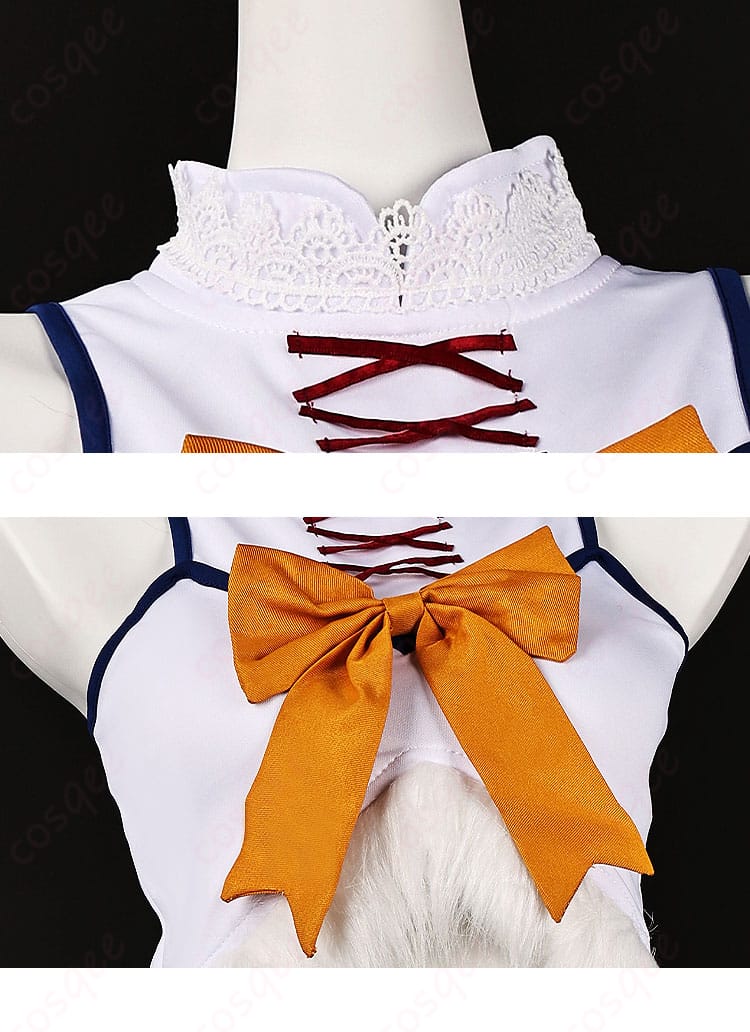 服装の襟と蝶結び装飾の詳細画像 - 高精度の襟と蝶結び装飾、セツナ衣装の特徴的なディテール。