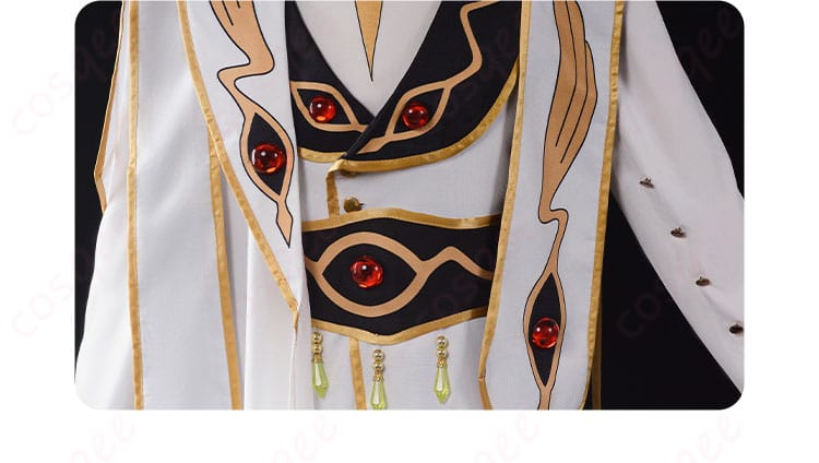 腰周りの装飾詳細画像 - ルルーシュ皇帝衣装の腰周りの装飾細部。コルセットベルトと美しいデザインが際立つ。