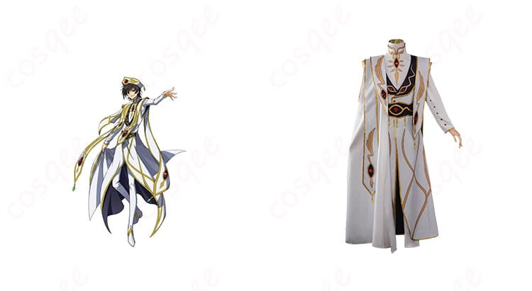 商品正面とキャラクターの結合画像 - ルルーシュ・ランペルージの皇帝コスプレ衣装。アニメ「コードギアス」の忠実な再現。コスプレ衣装で自分だけのルルーシュに変身!