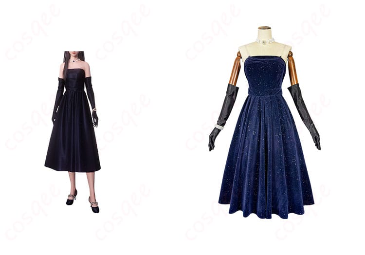 商品正面とキャラクターの組み合わせ画像 - 「恋と深空 プレイヤー コスプレ衣装 夜に染まる」の正面とキャラクターを組み合わせたデザイン。魅力的なコスプレ衣装をチェック!