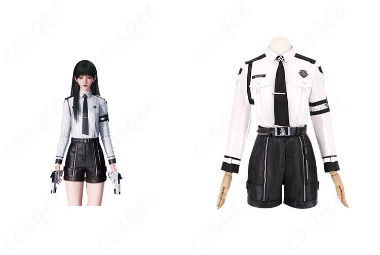 恋と深空 プレイヤー コスプレ衣装 正面とキャラクターのコラボ画像。衣装の詳細が見やすい。