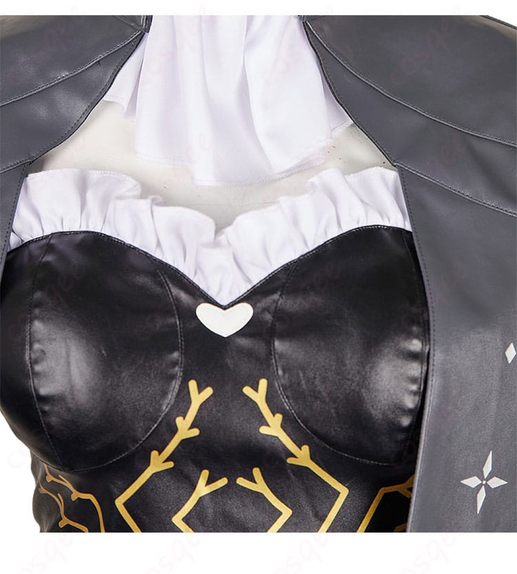 コスプレ衣装の襟元装飾のディテール。精密な刺繍とデザインが際立つ。