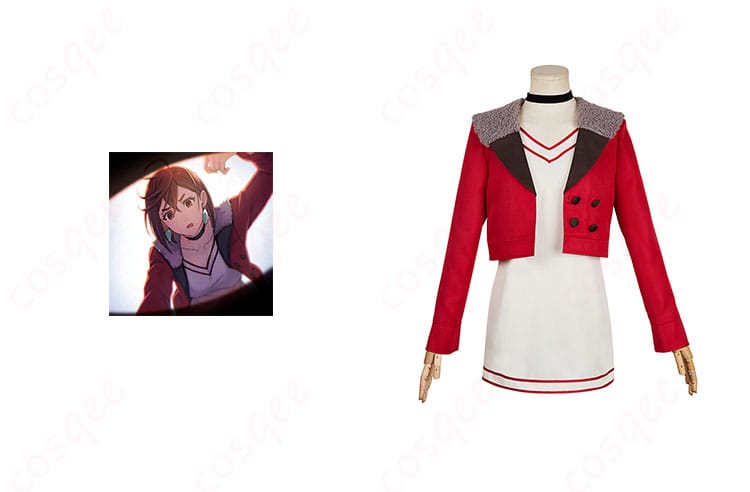 ダンダダン 綾瀬桃 コスプレ衣装 正面とキャラクターのコラボショット - 高忠実度再現、リアルなデザイン