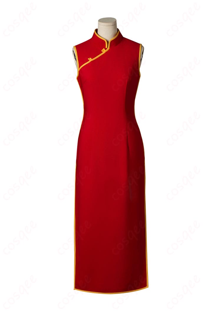 銀魂 神楽 コスプレ衣装 ノースリーブ チャイナドレスの正面。細部までこだわったデザインが特徴。