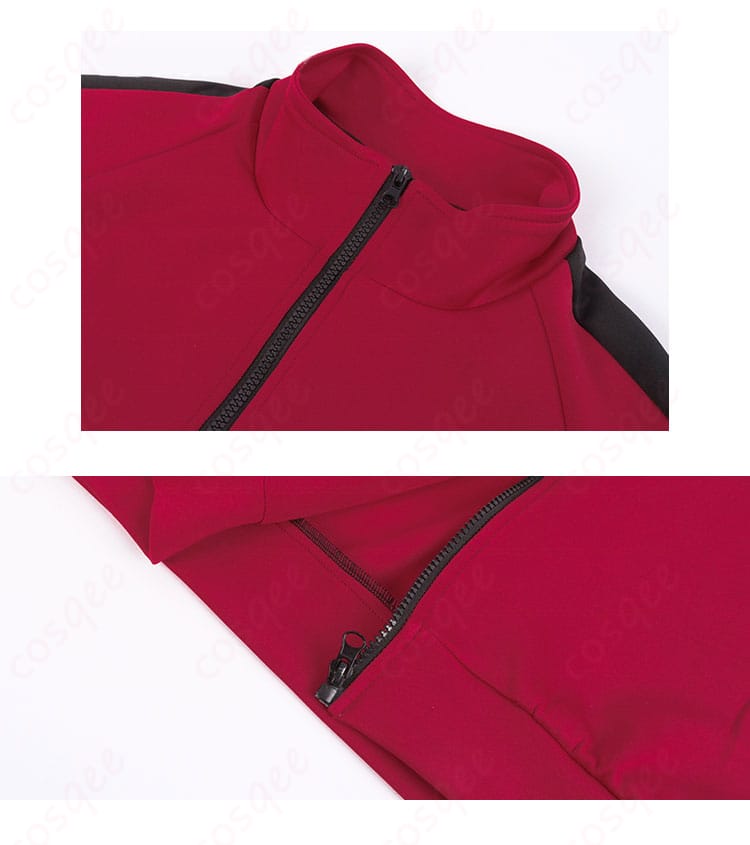 服の襟と衣服のチェーン装飾のディテール。北信介の制服に合わせたこだわりのディテールが際立つ部分。