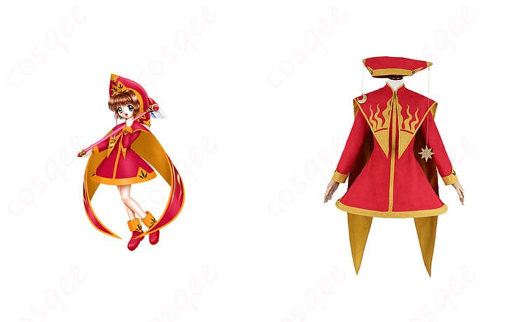 カードキャプターさくら 木之本桜 バトルコスチューム コスプレ衣装の正面とキャラクターの組み合わせ画像