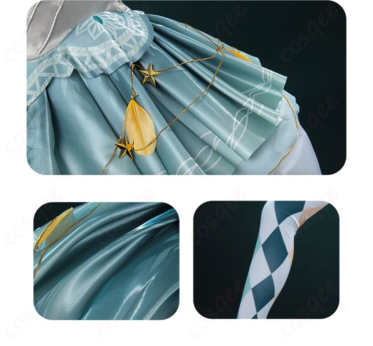 踊り子コスプレ衣装のスカートとレッグウォーマーのデザイン、細部にこだわりが感じられます。