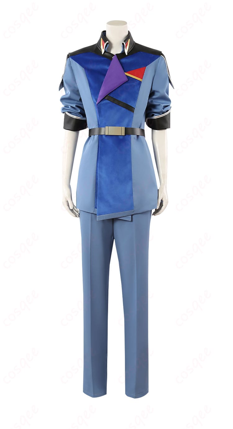 『機動戦士ガンダムSEED FREEDOM』ムウ・ラ・フラガのコスプレ衣装の正面。美しいディテールと高い再現度が特徴。