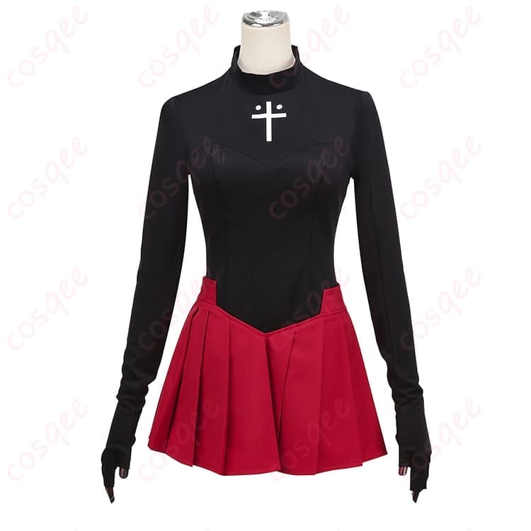 Fate／EXTRA Record 遠坂凛 コスプレ衣装 赤黒コーデで映える学園スタイル XS–XXL - 1枚目の画像