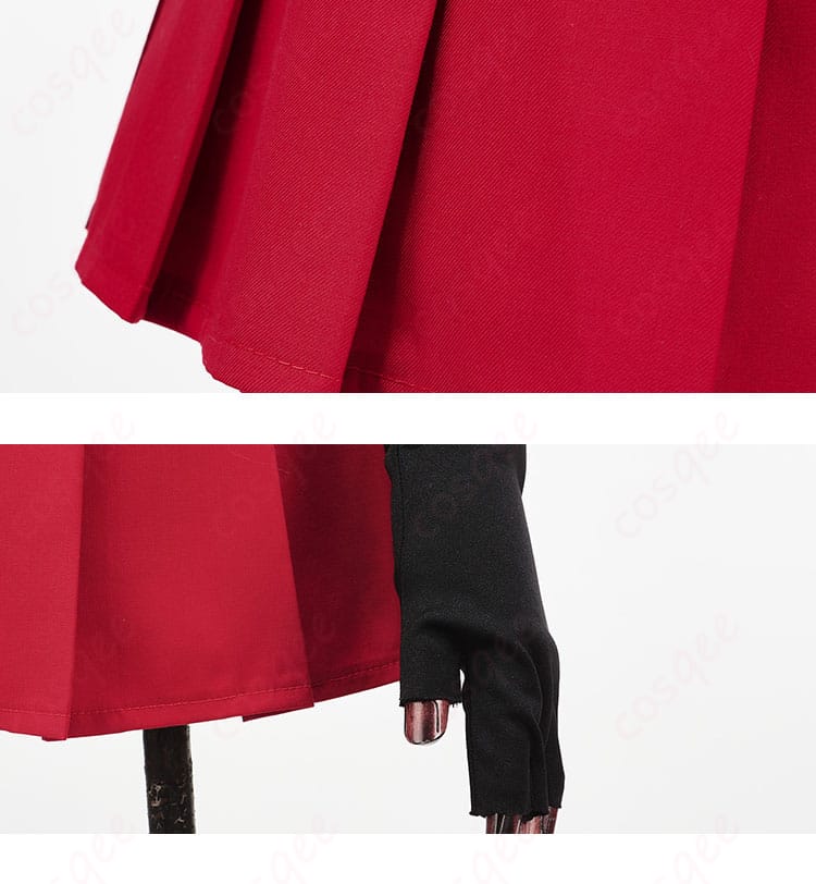 スカートと手袋の装飾ディテール。Fate/EXTRA Record遠坂凛のコスプレ衣装のアクセサリー部分。