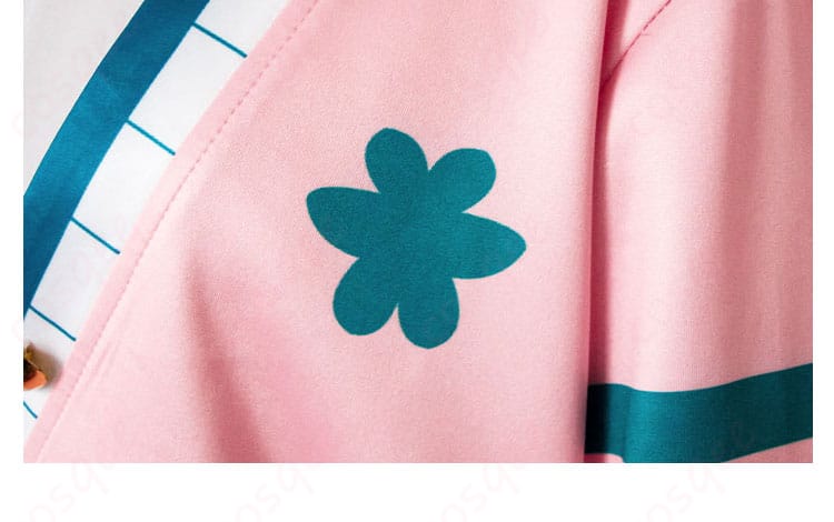 「学園アイドルマスター 花海佑芽 コスプレ衣装 襟の装飾細部、アクセントのリボンや刺繍」