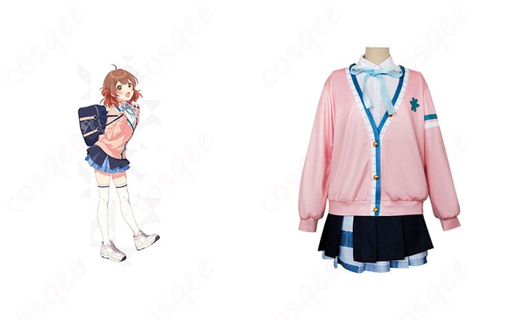 「学園アイドルマスター 花海佑芽 コスプレ衣装 正面とキャラクターのイメージを合わせた写真」