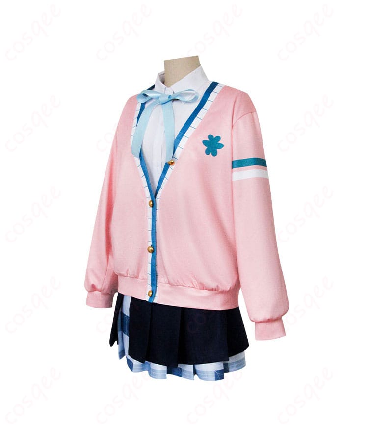 「学園アイドルマスター 花海佑芽 コスプレ衣装 側面からの写真、スカートのシルエットが見やすい」