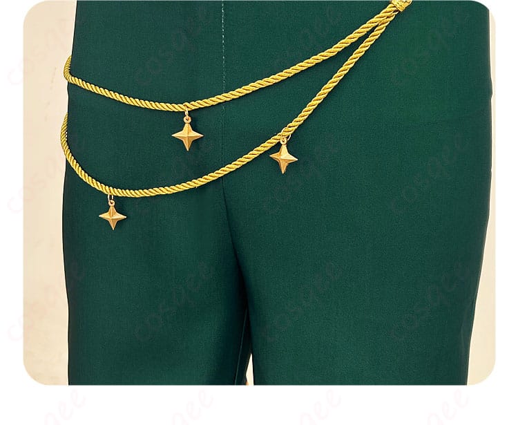 あんさんぶるスターズ! 紫之創 スタフェス衣装の腰にある系绳装飾の詳細。繊細なデザインが衣装に華やかさを加えています。