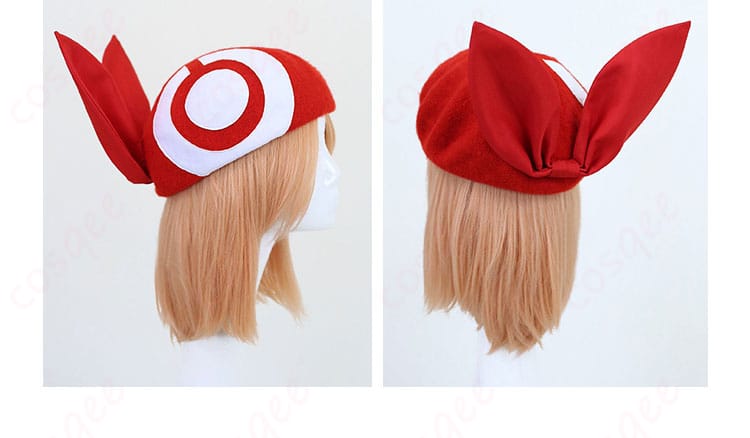 ハルカ コスプレ衣装 帽子の装飾側面と背面、エメラルド版コスプレ衣装