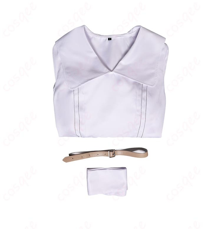 BEASTARS ハル コスプレ衣装のセット内容を展示した画像。ワンピース、スカーフ、ベルトが明確に表示されています。