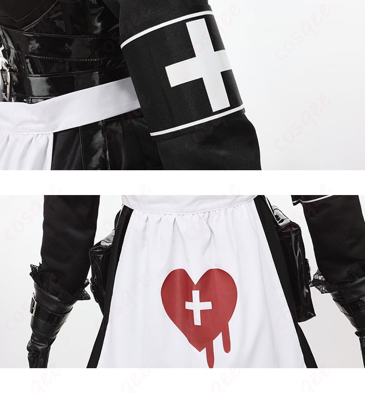 袖口とエプロン装飾の細部、フローレンス・ナイチンゲール コスプレ衣装の袖口とエプロン