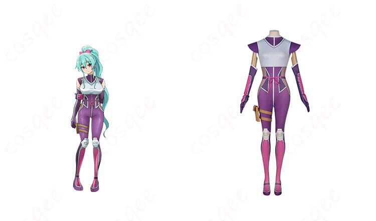 ニートくノ一 百地彩夢 コスプレ衣装 正面とキャラクターの組み合わせ画像。リアルな再現度で、実際にキャラクターになりきれる!