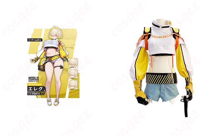 エレグ コスプレ衣装 勝利の女神:NIKKE キャラクターと一緒に着用した正面画像。高精度の再現度で、ディテールにこだわったコスプレ衣装。