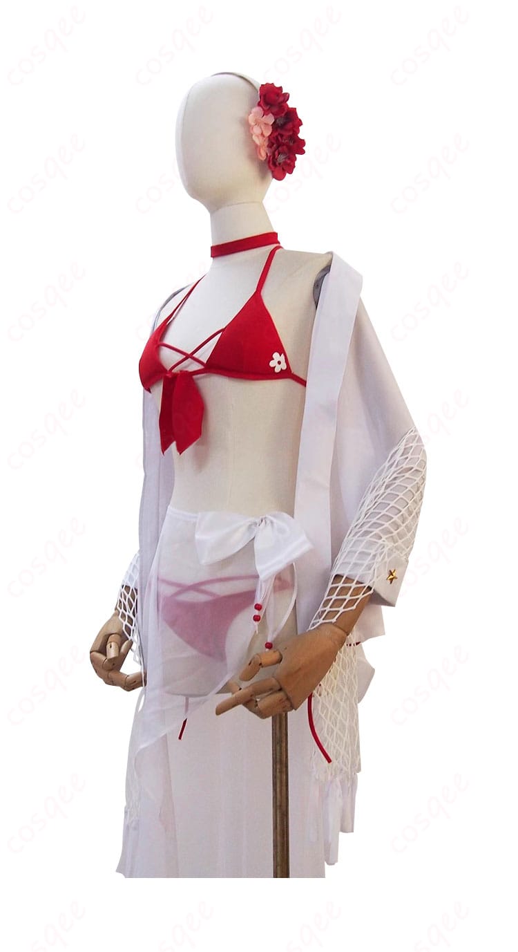 商品側面のコスプレ衣装のディテール。サクラの水着スタイルがよく分かるアングルで、衣装の細部が鮮明に描かれています。