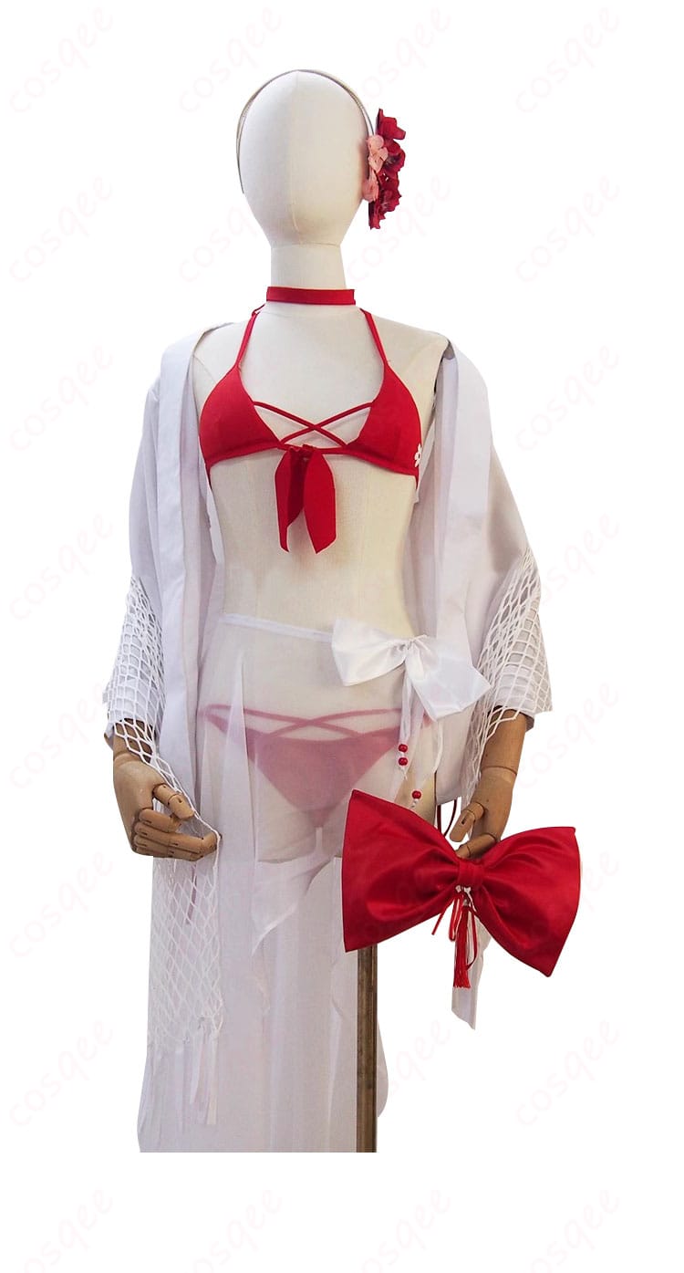 商品正面のブルーム・イン・サマー水着コスプレ衣装。サクラキャラクターの特徴的なデザインが忠実に再現されています。