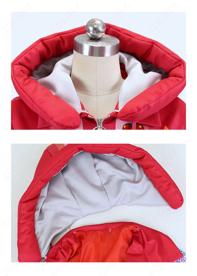 服装の襟元と帽子の装飾詳細。フェン・ミンのコスプレ衣装に特徴的なデザイン。