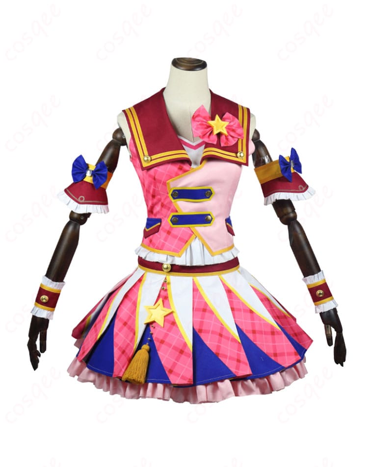 アイカツ!大空あかりのピンクパレードコーデコスプレ衣装の生地と装飾の細部。精巧なデザインが際立つ。