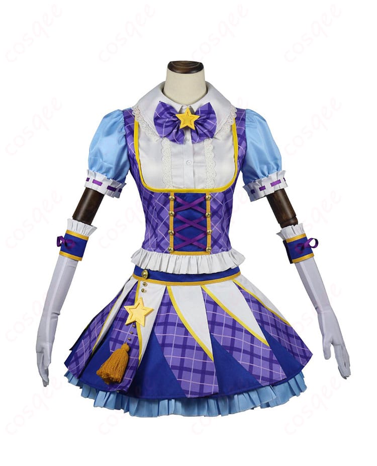 氷上スミレ コスプレ衣装の正面写真。ブルーパレードコーデのディテールがよく見える、鮮やかなカラーと華やかなデザイン。