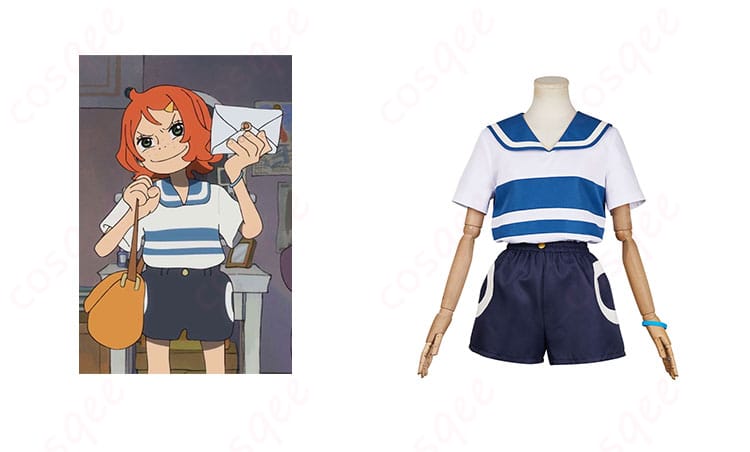 商品正面とキャラクターとのコラボ画像 – ONE PIECEのナミファンの少女コスプレ衣装