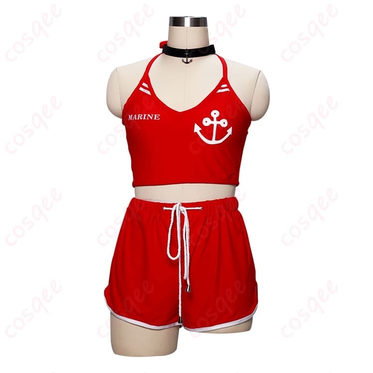 ホロライブの宝鐘マリン三周年水着コスプレ 赤黒マリンで写真映えを狙える一着 - 1枚目の画像