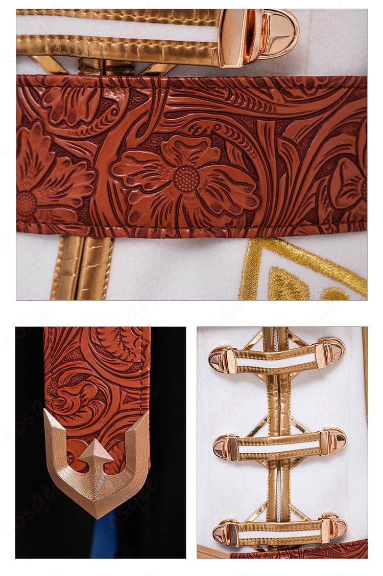 腰飾りと門襟装飾の細部 – ゼルダ姫の衣装の重要な装飾、精緻なディテールを感じてください。